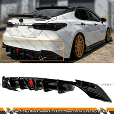 GLOSS BLACK GR STYLE REAR BUMPER LED DIFFUSER FOR 2018-2024 TOYOTA CAMRY LE XLE