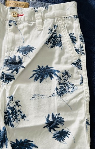 Rosé Pistol Kids Boy White Bermuda shorts 100% Cotton blue palm Trees Prints 7Y - Picture 8 of 17