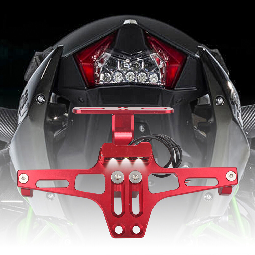 Xitomer Universal Motorcycle Side License Plate Holder Bracket - LED Light, Axle Mount, Aluminum