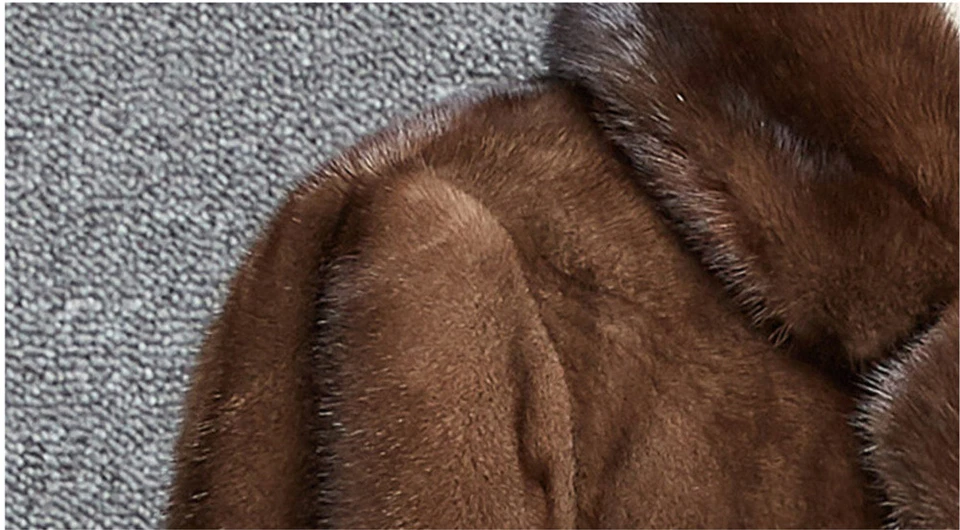 Nuevo Abrigo de piel de visón para hombre Abrigos de visón Abrigo largo de piel Abrigo de invierno Chaqueta informal Foto 4 de 4