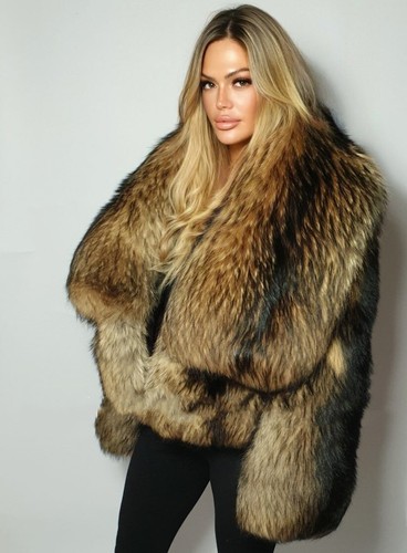 Trendy Women Real Raccoon Fur Coat Shawl Short Jacket Natural Warm Thick Outwear - Bild 2 von 6