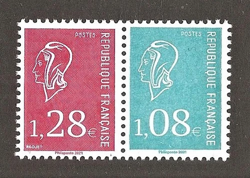 FRANCE 2021 - Pair 5535 and 5536 of Carnet 1529 Marianne de BEQUET NEW**
