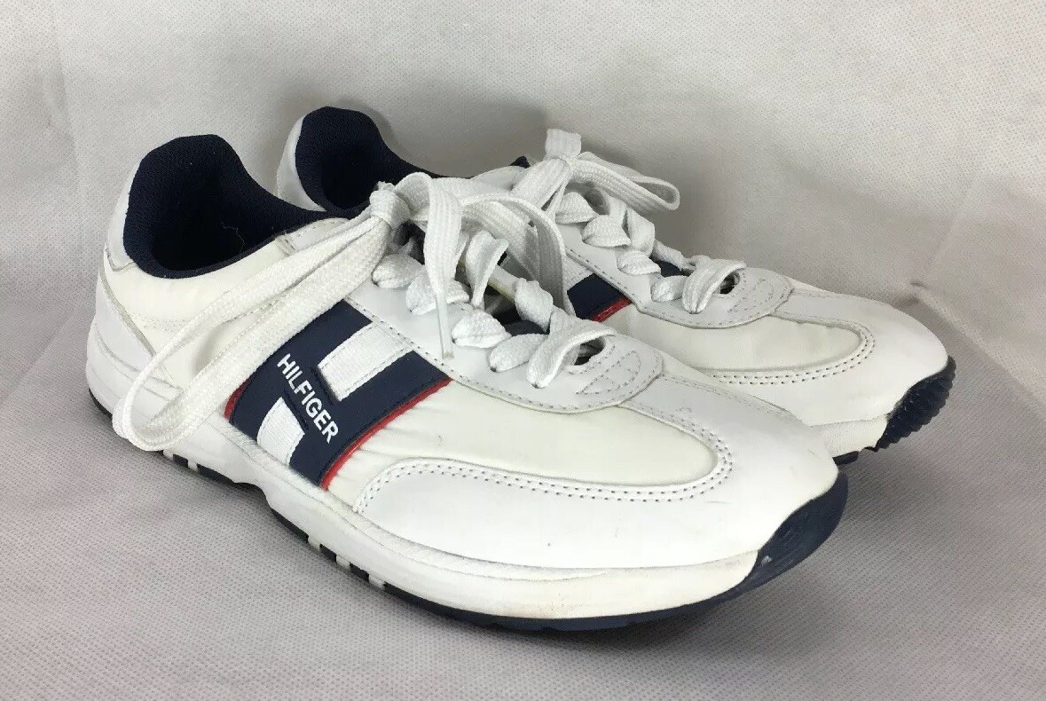 Tommy Hilfiger Women's White Lace Up Tennis Shoe Sneakers LINDA 8.5 Red