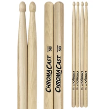 ChromaCast 5B USA Made, Wood Tipped, Hickory Drumsticks | 3 Pairs