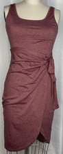WOMEN'S WRAP DRESS TANK SLEEVELESS KNEE LENGTH MAROON SIZE SMALL