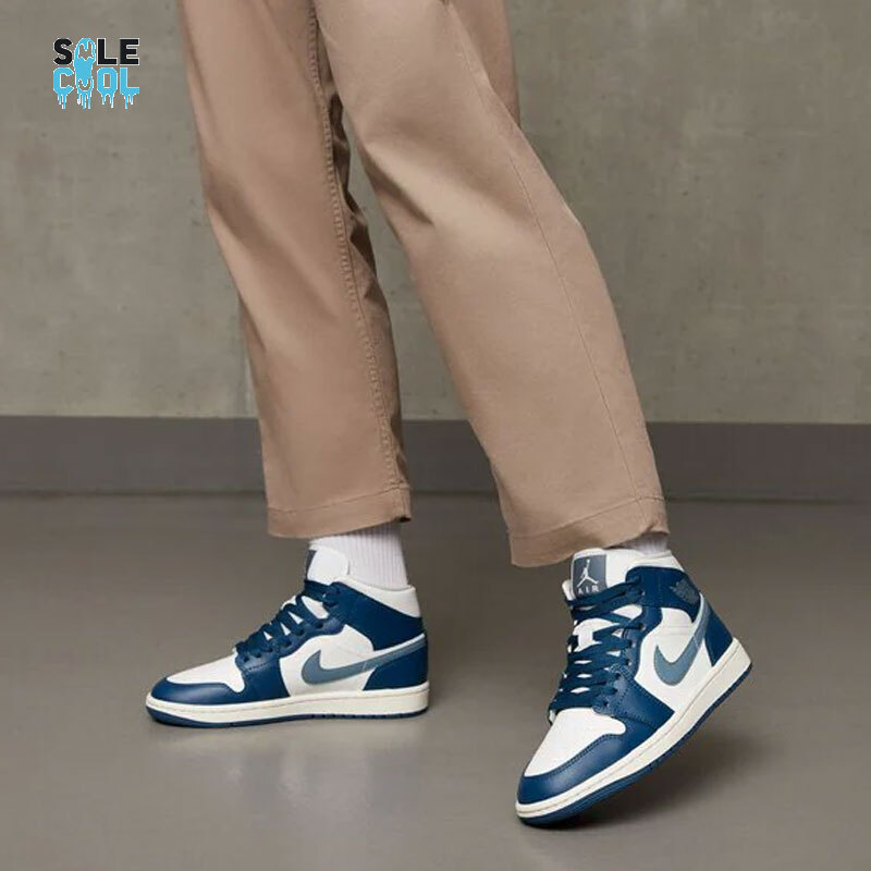 Nike Women's Air Jordan 1 AJ1 Mid French Blue White Shoes