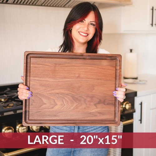Knife-Friendly Sustainable Walnut Cutting Board 20"x15" for Effortless Food Prep - Picture 7 of 11
