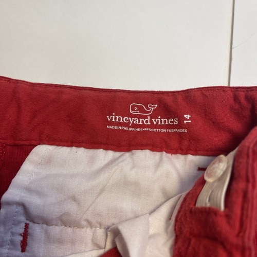 Vineyard Vines Girls 14 Corduroy Red Straight Pants Adjustable Waist Cotton - Picture 4 of 11