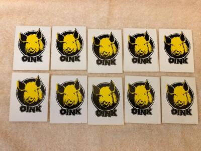 10 OINK pig Stickers LOT Vtg Vinyl 80s Bad Otis bacon NOS punk kbd hardcore