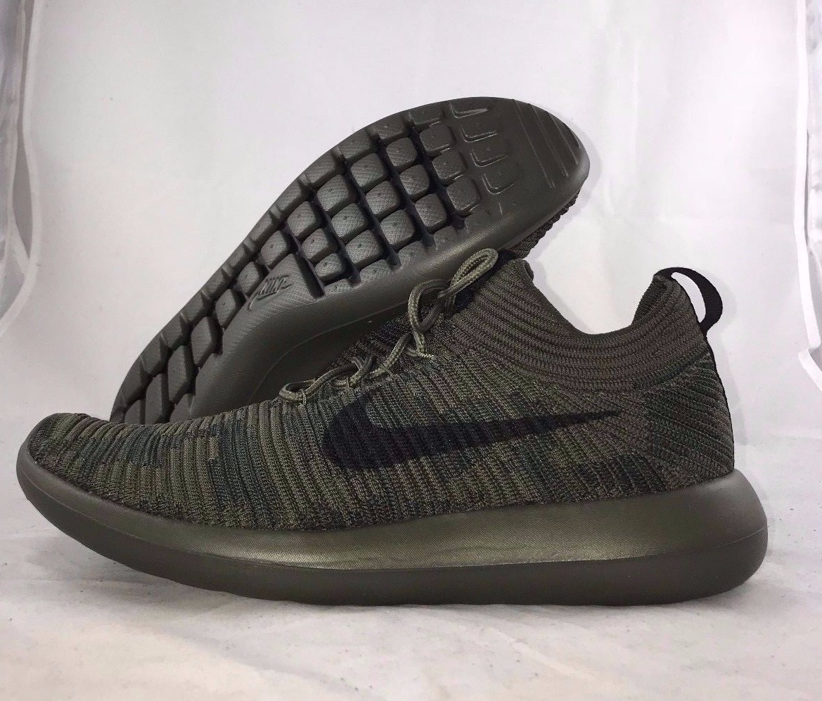 Nike NikeLab Roshe Two 2 Flyknit V2 Cargo Khaki Green Black 918262-300 Men's 8 Nike NikeLab Roshe Two 2 Flyknit V2 Cargo Khaki Green Black 918262-300 Men's 8