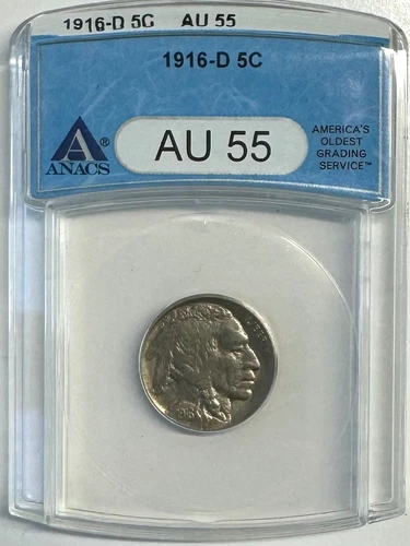 1916-D Buffalo Nickel, AU 55 ANACS, NR.