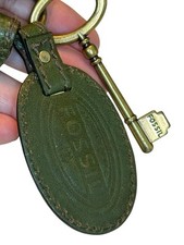 FOSSIL Brass Tone  Olive Green Oval Saddle Le...