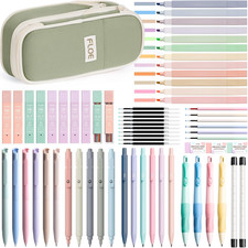 65PCS Aesthetic School Supplies with Cute Pencil Case, Pastel Highlighters Gel P