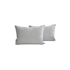 Light Gray Satin Lumbar Pillow Covers, 12"x16" (Pack of 2)-Light Gray Slub Satin
