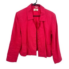 Talbots Irish Linen Blazer Jacket 10P Pink Coastal Grandma Preppy Classic Luxury