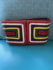 Vtg 1960s Telephone Cord Purse Clutch Wallet 5 Color Zipper Mod Phone Wristlet