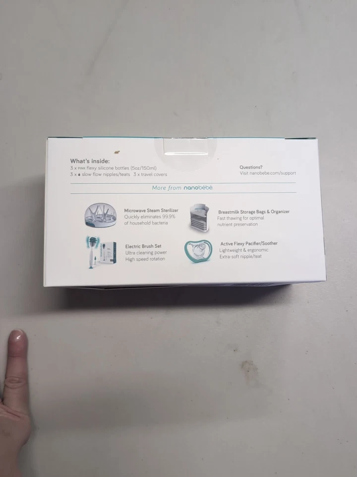 Paquete de 3 biberones de silicona flexibles Nanobébé 5 oz / 150 ml rosa anticólicos Foto 2 de 4