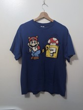 Vintage Super Mario Bros 3 Racoon T Shirt 2002 Blue T Shirt Mens L Nintendo