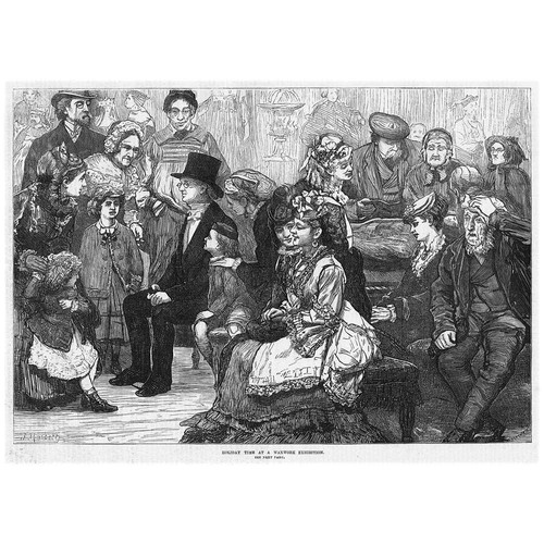 LONDON Holiday at the Waxwork Exhibition - Antique Print 1872