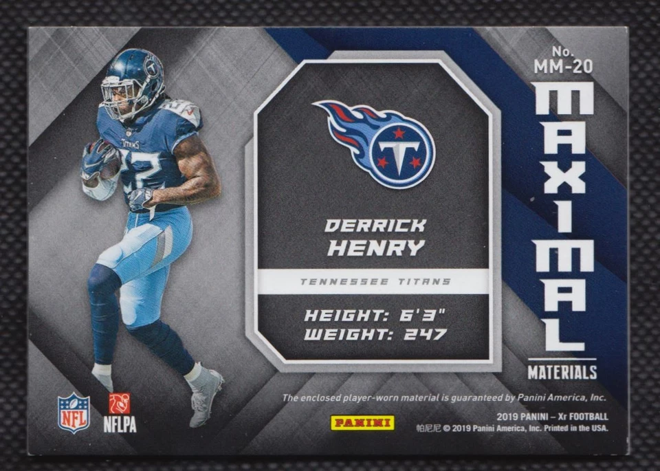 2019 Panini XR Maximal Materials Blue Derrick Henry 05/40 #MM-20 - Image 2 of 2