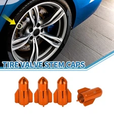 16x27MM Car Tire Valve Stem Caps Wheel Valve Cap Orange for Car SUV Bike RV 4pcs