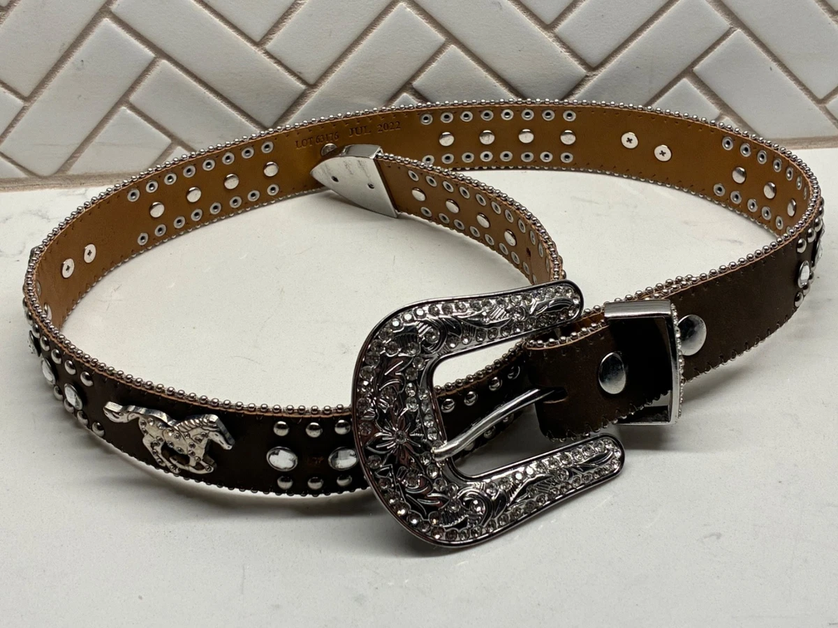 Nacona Western Cowgirl  Rhinestone bling belt women\'s S,M Size 32 Nocona N4428230-18 Girls Mossy Oak Rhinestone Belt, Pink  main image 3