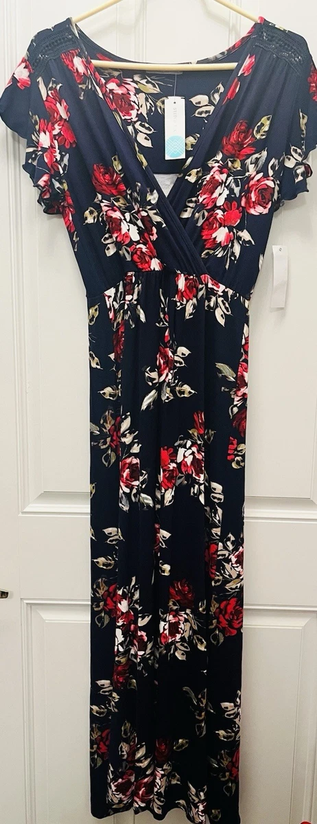 knee length dresses for ladies Theodore Silk-Blend Floral Maxi Dress Skylight Blue / 6