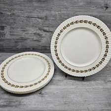 Lenox Golden Wreath Lonsdale 10 1/2" Porcelain Fluted Dinner Plate USA Made (4)