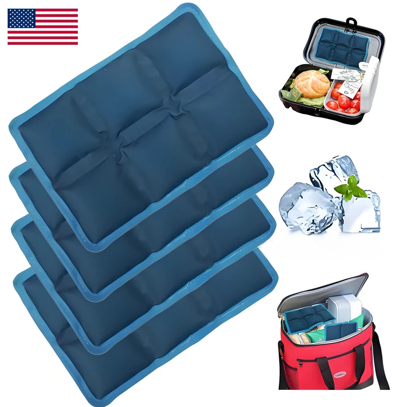 Aadsioahd 4Pcs Ice Packs For Lunch Boxes Coolers - Reusablelightweight Cooler