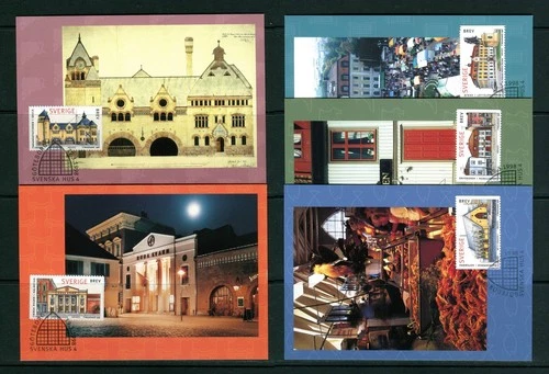 1998 Sweden Traditional Buildings Series 4. Town Houses Set of FDC Maximum Cards