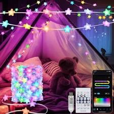 Smart Star String Lights Plug In, 33Ft 16 Million Color Changing Fairy Lights RG