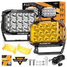 AUXBEAM 7x5 Inch LED Driving Lights Pods Spot Amber DRL for UTV ATV RZR Can-Am