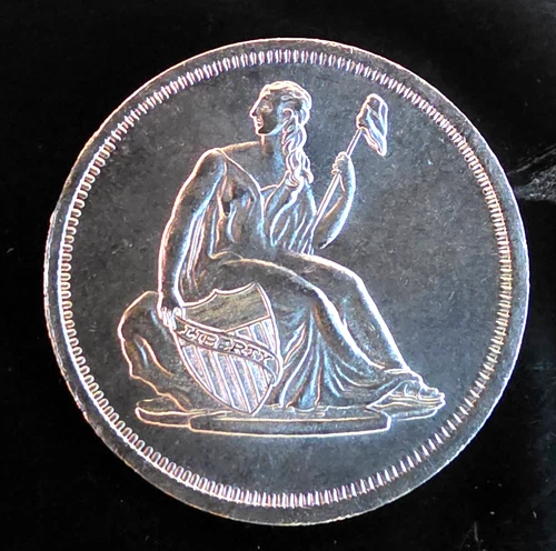 Seated Liberty Design Shield Wreath Rare Vtg  Bullion-0.999 Silver 1 Oz Art Coin