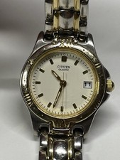 Vintage Citizen Ladies Quartz Watch Two-Tone White Dial Date Window New Battery