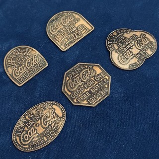 Lot of x5: Vintage Drink CocaCola Free Bottle LA Stamp Tokens Army & Navy More