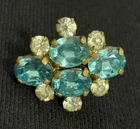Vintage Aqua Blue Rhinestone Screw Back Earring Single Costume Jewelry