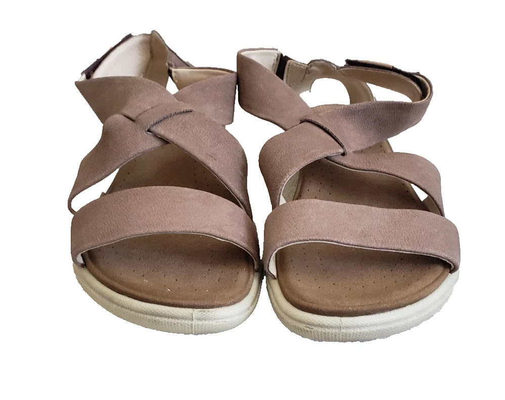 Sandali ECCO donna taglia 8 5 damara casual cinturino incrociato slip on pelle marrone