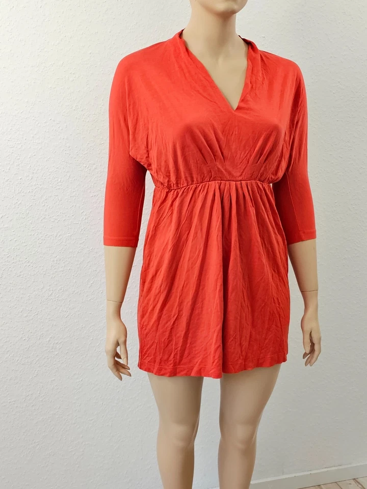 44 Jerseykleid rot BIBA tailliert lässig kurz elegant romantisch hellrot - Bild 3 von 4