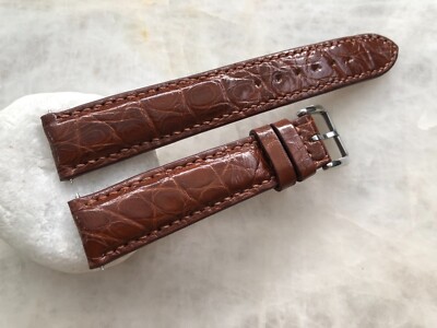 18mm/16mm Brown Alligator Crocodile Embossed Leather Watch Strap Band