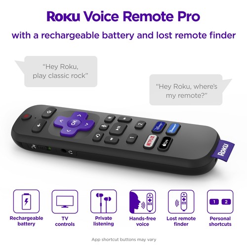 Voice Remote Pro Rechargeable Remote with TV Controls for Roku - Picture 2 of 9