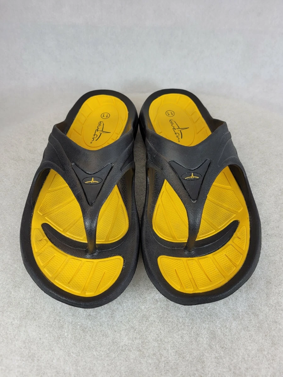 Bluefin Mens 11 M Rubber Thong Flip Flop Sandal Black Yellow eBay