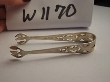 Antique Webster Sterling Silver Pierced Open Work Petite Sugar Tongs 3 1/4" Long