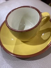 Imusa -Espresso cup and saucer-yellow & brown- very nice & HTF