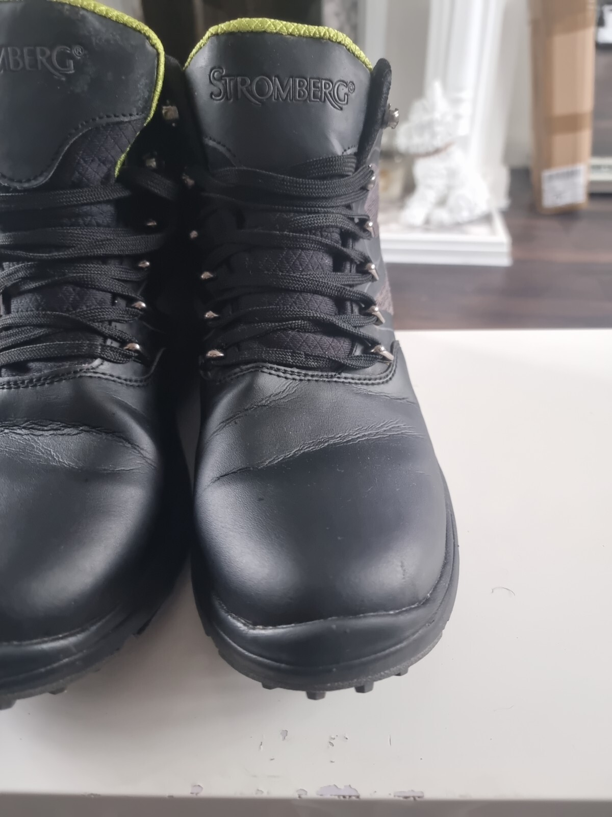 Stromberg TOUR CLASSIC Golf Boots UK 10 EU 45 BLACK/GREEN SPIKED pre