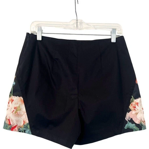 Pantalones Cortos TED BAKER Estampado Floral Satinado en Negro Talla 2 EE. UU. 6 Foto 4 de 4