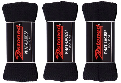 3 Paar 2Stoned Schnürsenkel Phat Laces Schwarz 3cm breit 120cm lang für Sneaker