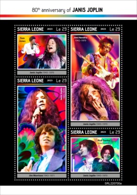 Janis Joplin Jimi Hendrix Jim Morrison MNH Stamps 2023