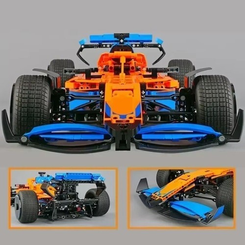 MOC 1:8 F1 Formula Car Orange Race Car 1422Pcs Brick Building NEW - Picture 3 of 3