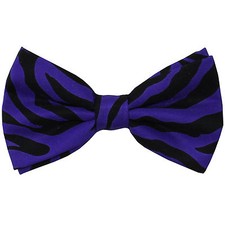 New men's polyester pre-tied bowtie zebra polyester wedding party blue purple
