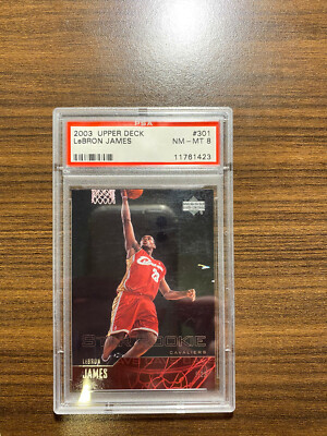 2003 Upper Deck Basketball LeBron James ROOKIE #301 PSA NM-MT 8